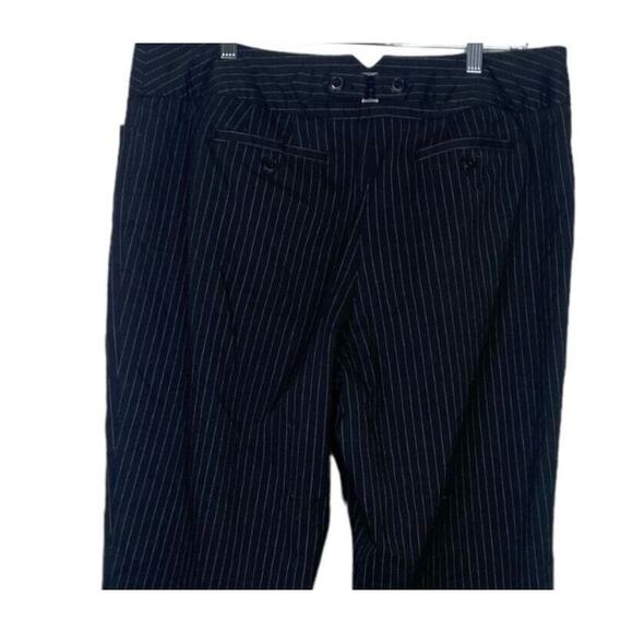 Lane Bryant Pinstripe Straight Leg Cropped Stretch Trouser Pant Pockets 18 Black - Picture 5 of 15